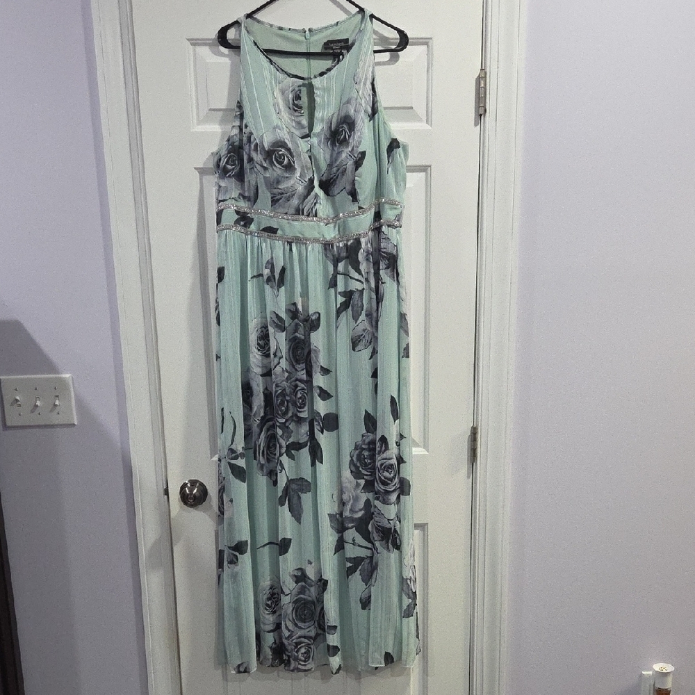 Floral Maxi Dress in Mint Green